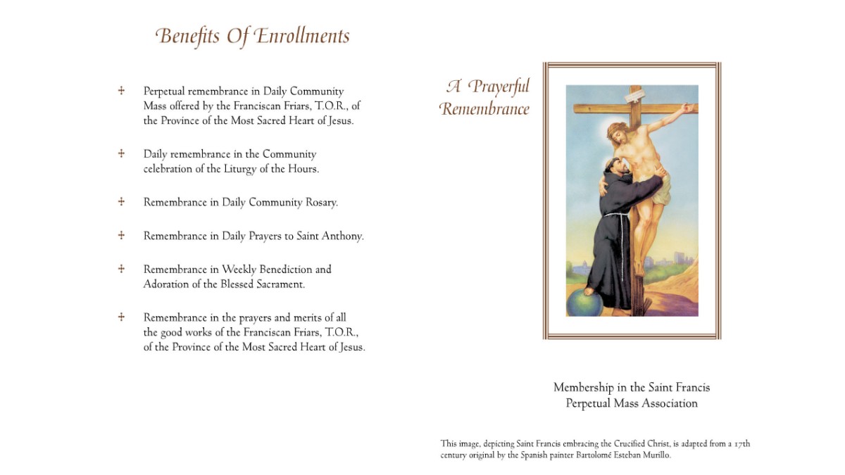 St Francis Perpetual Mass Association Enrollment Card Cross St francis perpetual mass association enrollment card cross